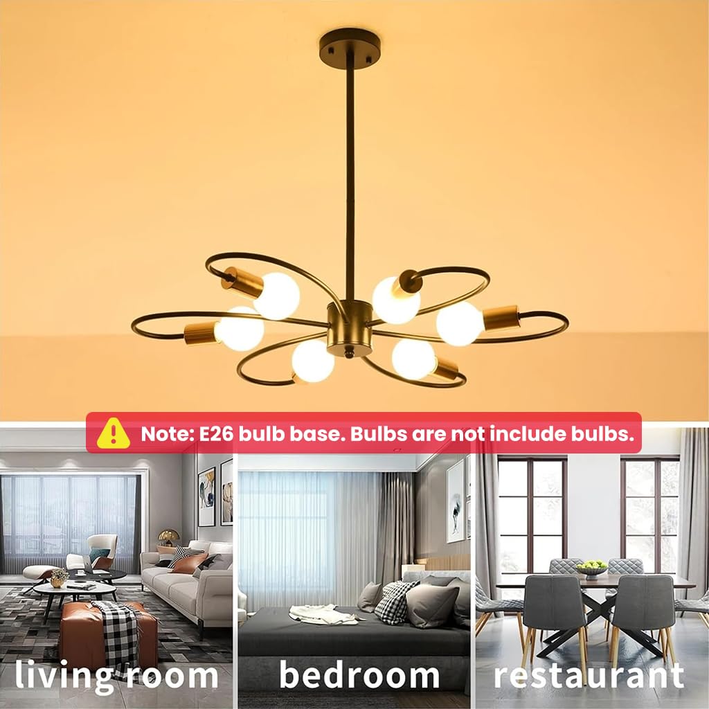 ELEPHANTBOAT Ceiling Light Fixture for Living Room with 6 Lights and 30.7 in Floral Design