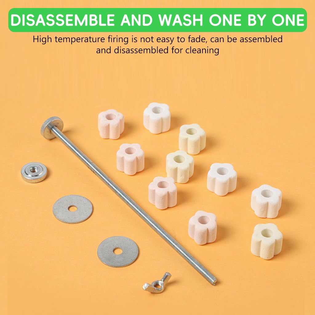 Qpets Parrot Birds Perching Stick for Cage with 7.8 in DIY Assembly & Screw Mount | Colorful Ceramic Claw Grinding Wheels