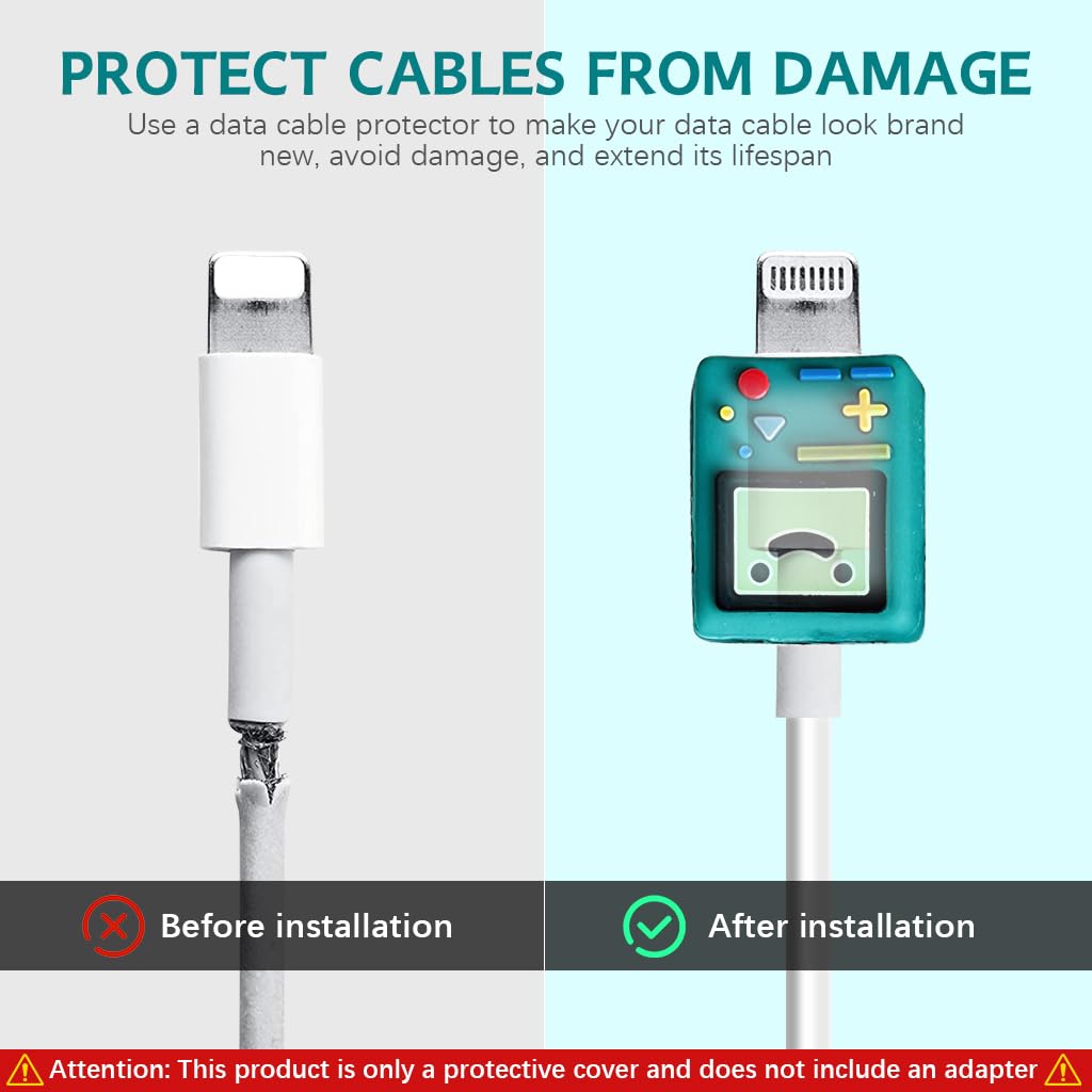 Verilux Charger Protector Set for iPhone with 1.4m Silicone Cable Sleeve and Cartoon Design | 4Pcs Complete Cover