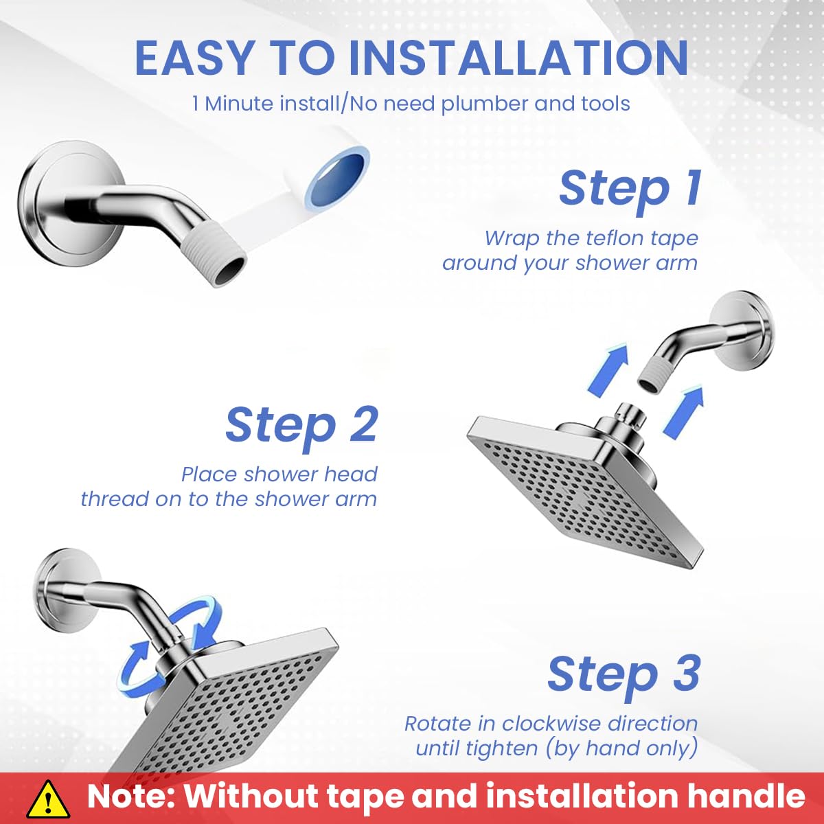 HASTHIP Rain Shower Head for Bathroom 6 in with Built in Filter and Chrome Finish | Pressurized Water Softening Overhead Shower