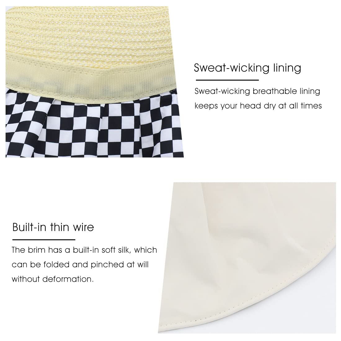 Zibuyu Foldable Wide Brim Sun Visor Hat for Summer with 5.5 in UV Shade Beige for Women