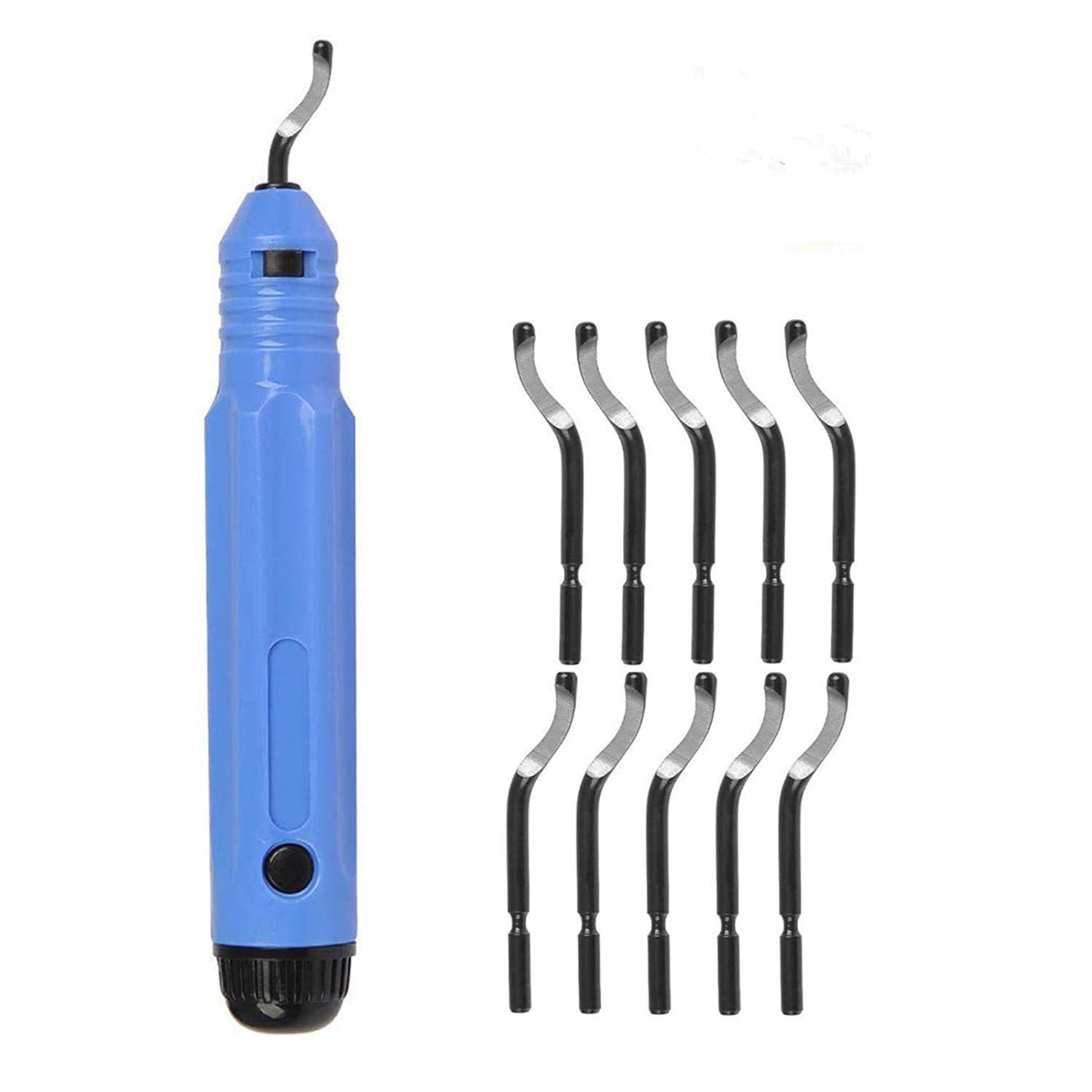 HASTHIP® 2Pcs NB1100 Burr Handle Deburring Tools Set With 20 High-Speed Steel Blades, Anti-Slip Grip, 360° Replaceable Blades For Metal, Plastic, PVC, Copper, DIY & Industrial Use, Model 3482