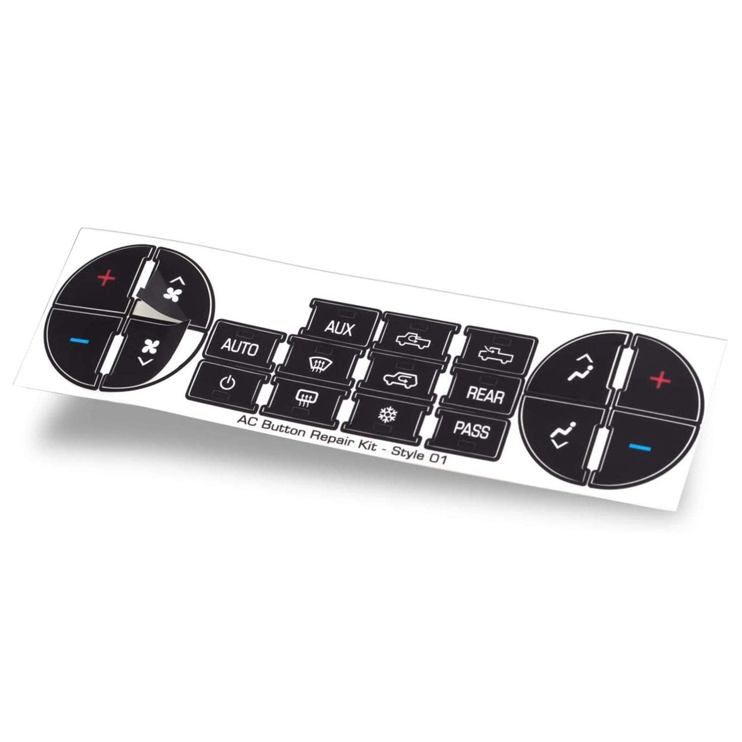 ZIBUYU AC Dash Button Sticker Repair Kit with 19 Icon Decals for GM Vehicles | Matte Vinyl