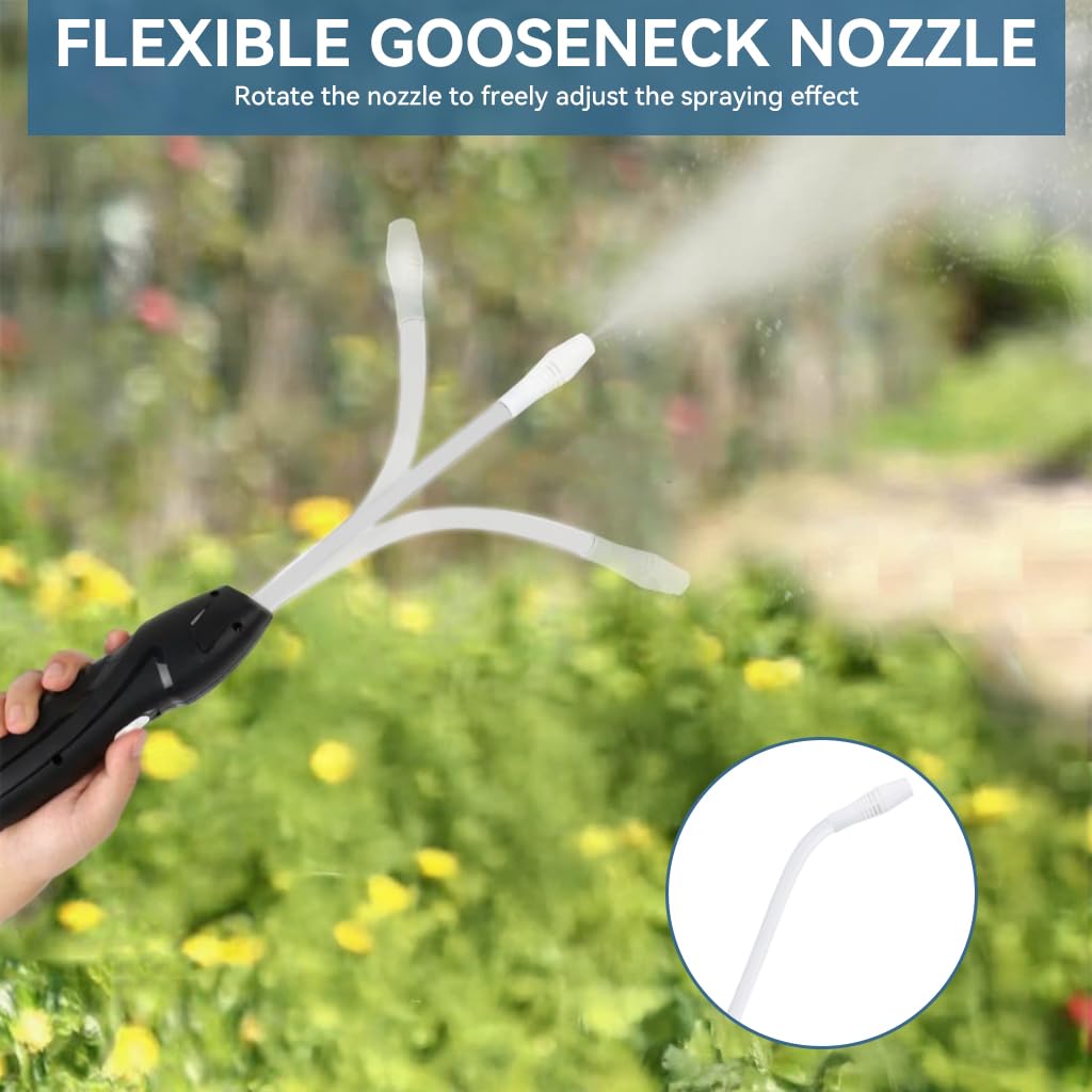 HASTHIP Electric Spray Bottle for Gardening and Cleaning with 2L Capacity | Flexible Gooseneck Nozzle and Adjustable Spray Modes