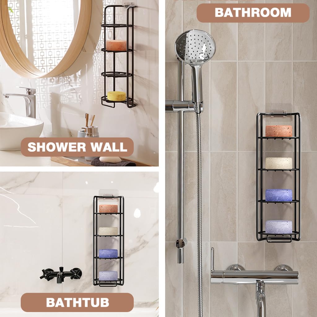 ZIBUYU Shower Soap Holder for Bathroom and Kitchen with 4 Tier Drain Design | Gold Stainless Steel Freestanding Rack
