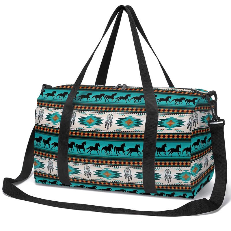 PALAY® Sports Gym Bag Workout Lightweight Boho Galaxy Mandala Duffel Bags Shoulder Weekender Bag Travel Duffel Bags for Men and Women-Green