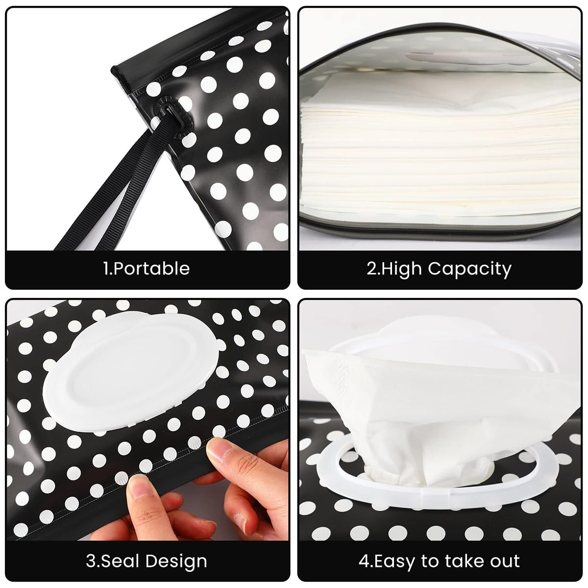 SNOWIE SOFT Baby Wet Wipe Dispenser 4PCS for Travel and Strollers with Ziplock Lid | Portable Refillable Holder