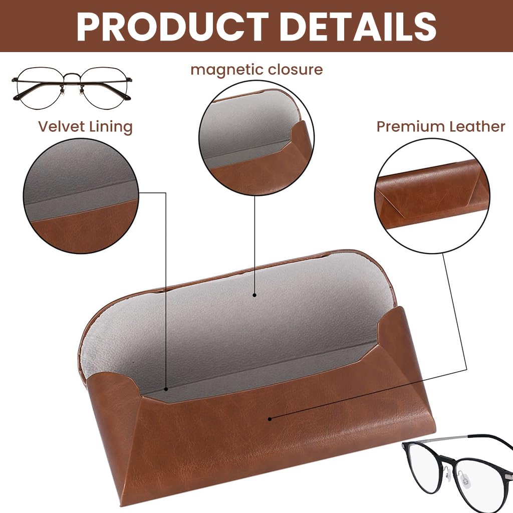 Zibuyu Glasses Case with Button Closure and 165x65x40mm Hard Shell Brown for Men and Women