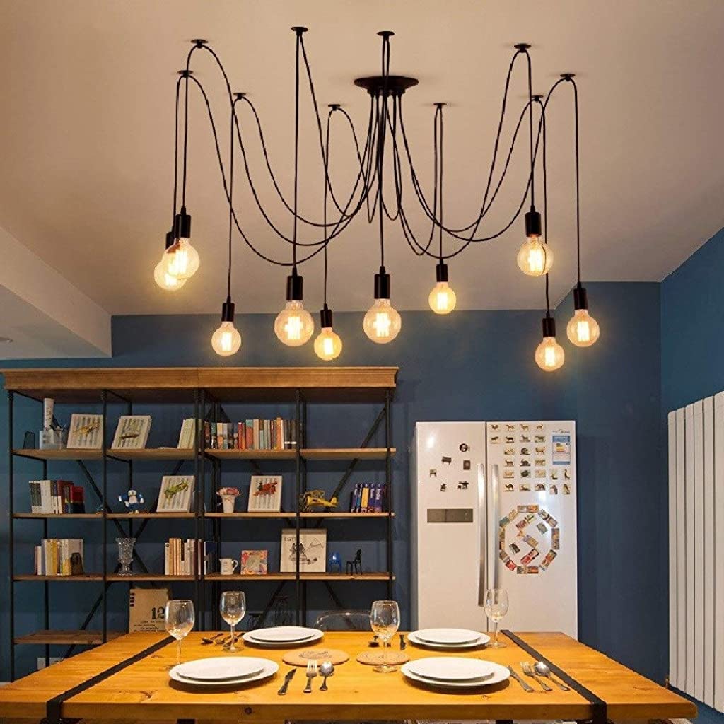 ELEPHANTBOAT Hanging Lights for Living Room with 8 Light Heads and Adjustable 2m Cables | Metal Ceiling Fixture for Bedroom and Dining Table