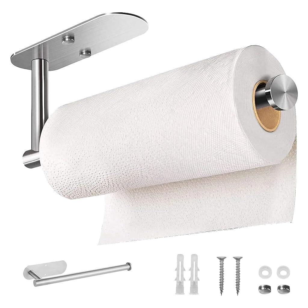 ZIBUYU® Toilet Paper Holder Towel Rack Wall Self Adhesive Towel Rack Stainless Steel Toilet Paper Holder Bathroom Face Towel Rack Dish Cloth Holder