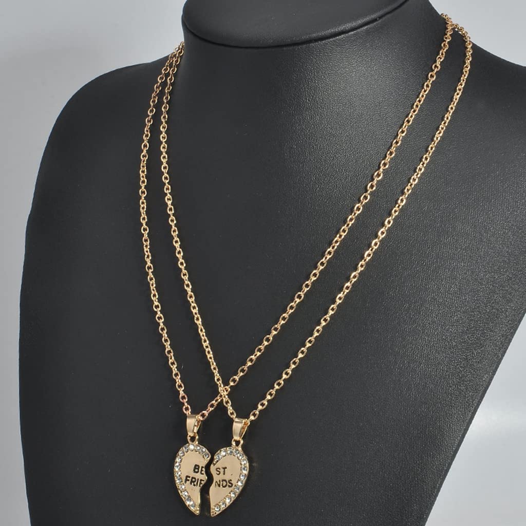 SANNIDHI Friendship Necklace Set for Besties with Magnetic Half Heart Pendants | Alloy 18 in Chain for Girls and Sisters