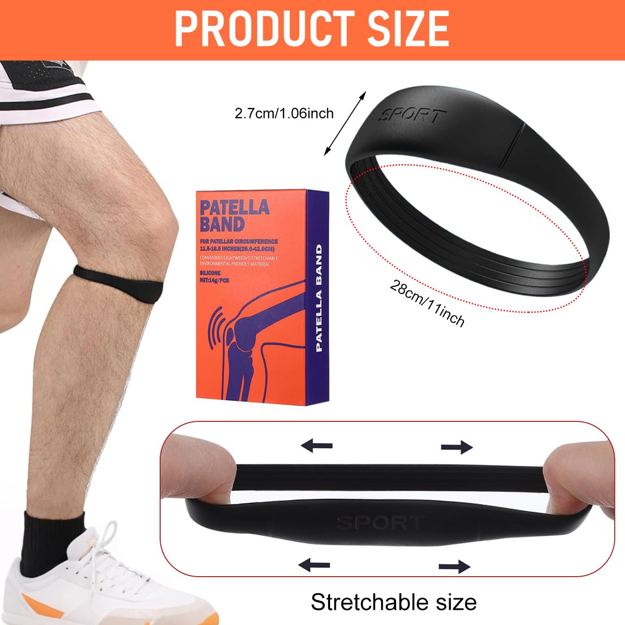 HANNEA Knee Support for Running and Gym with 26mm Wider Patellar Band | 2 PCS Silicone Adjustable Brace