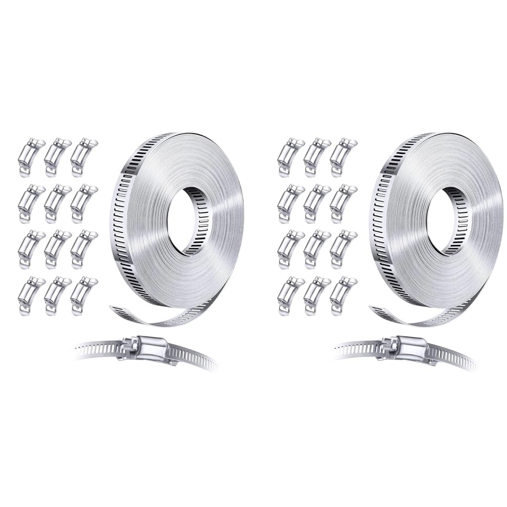 Serplex Hose Clamp Roll for Plumbing Pipe Repair with 12 Bolts | 32.8ft 304 Stainless Steel