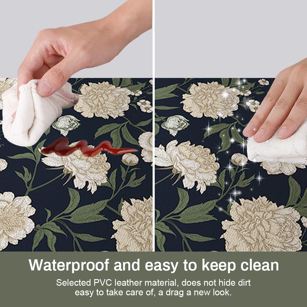 HASTHIP® 2PCS Kitchen Mats for Floor Anti Fatigue Mats, Non Slip Kitchen Rugs Waterproof Memory Foam Floral Print Pattern Kitchen Rug for House, Office, Kitchen (40 * 60cm & 40 * 120cm)