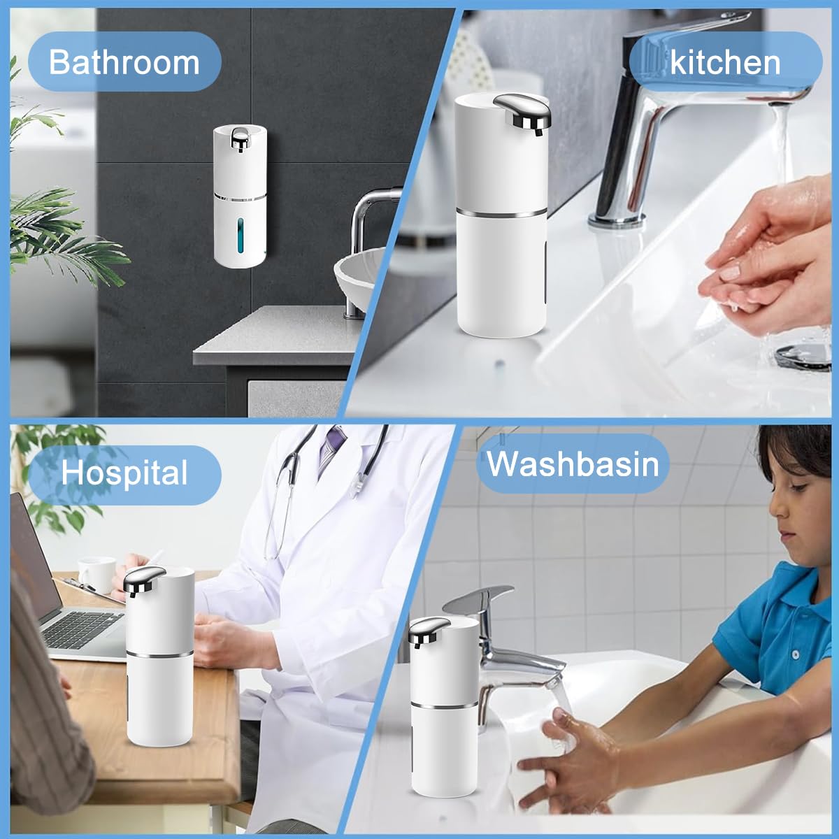 HANNEA® Automatic Soap Dispenser Soap Foamer Dispenser No-Touch Automatic Soap Dispenser Fine Foam Dispenser 13.5oz/400ml Hand Wash Soap Foamer Handwash Dispenser for Kitchen Bathroom Office