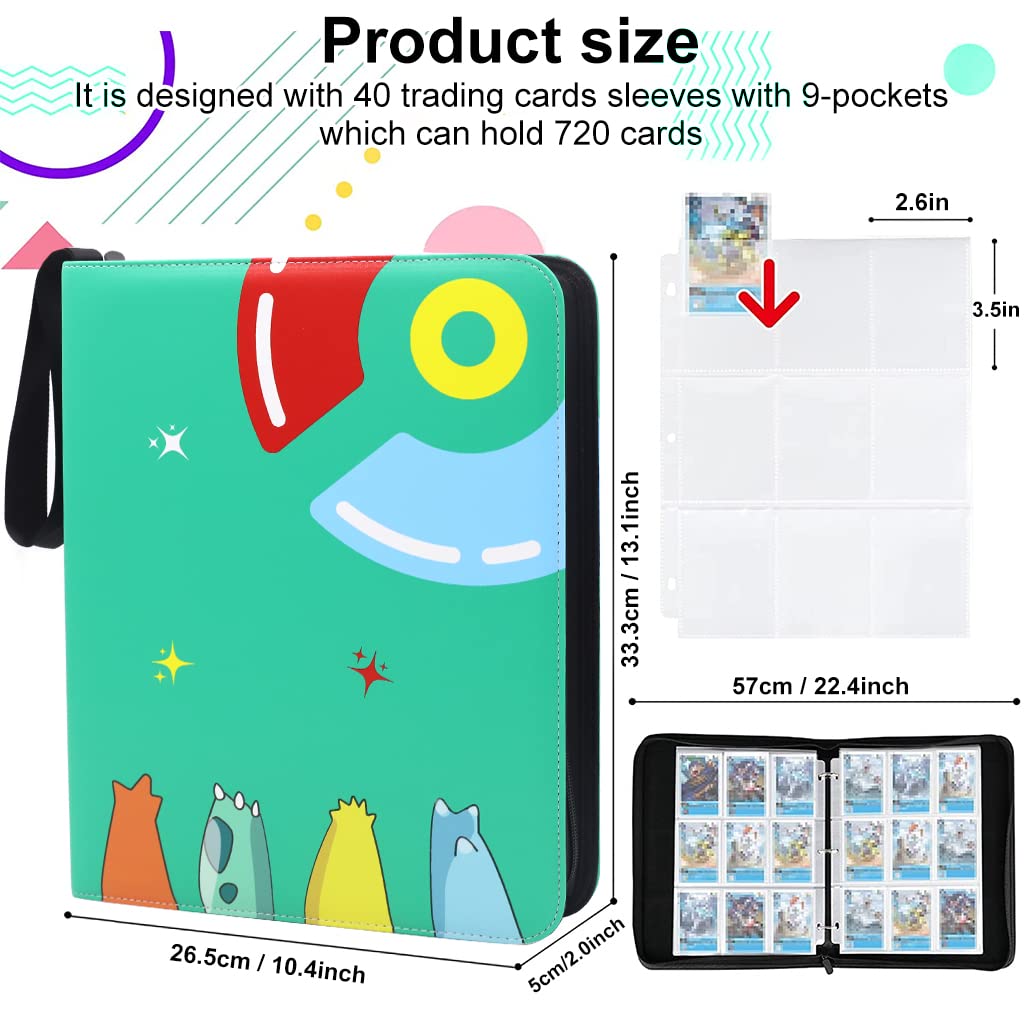 PATPAT Trading Card Binder for 720 Cards with 3 Ring Design and Waterproof PU Cover | Gift for Kids Collectors
