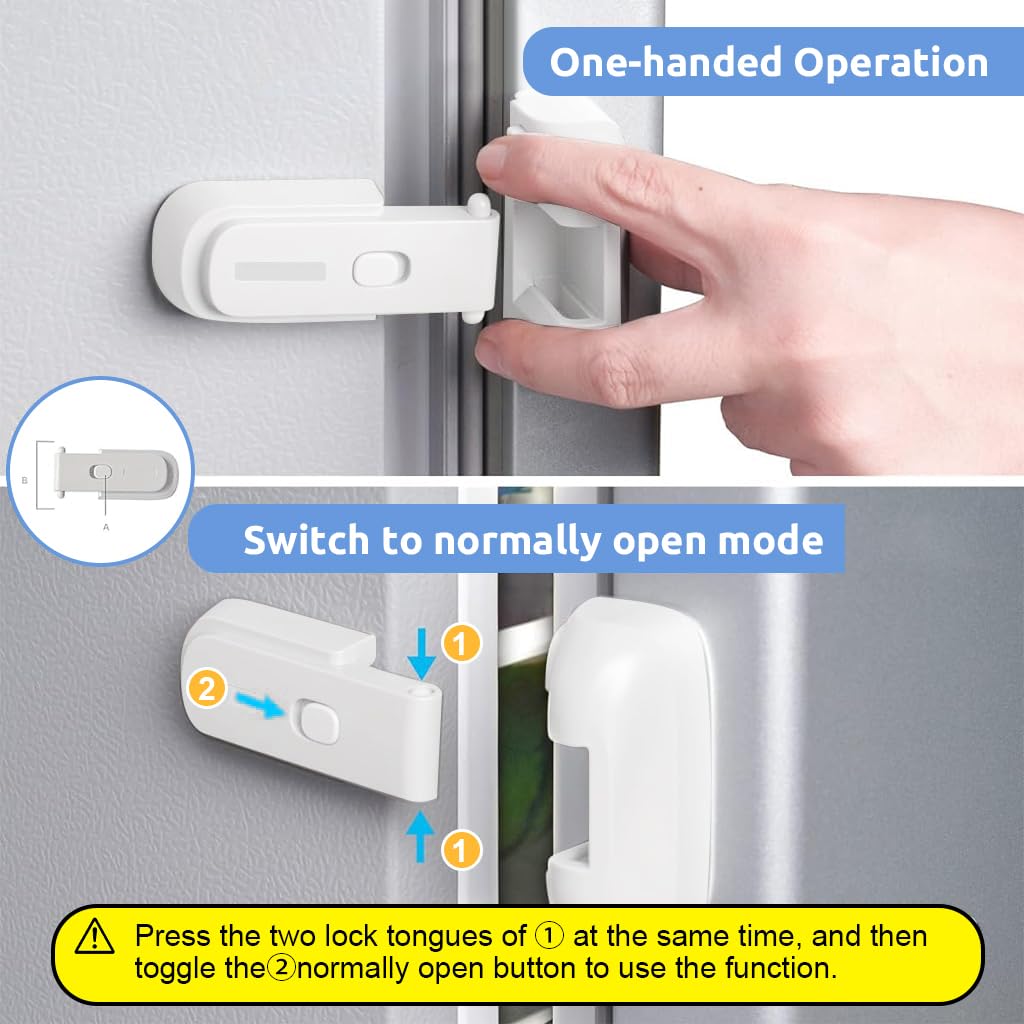 SNOWIE SOFT® Fridge Locks Child Proof Baby Proofing Products Easy Cabinet Door Lock  Baby Safety Products Refrigerator Single Door Self-Adhesive Fridge Lock Kitchen Accessories Items