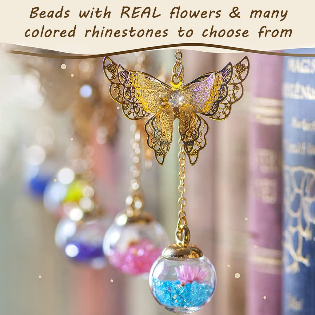 HASTHIP Metal Feather Bookmark for Reading Enthusiasts with 3D Butterfly Pendant and Glass Beads | Vintage Gift Set 2PCS