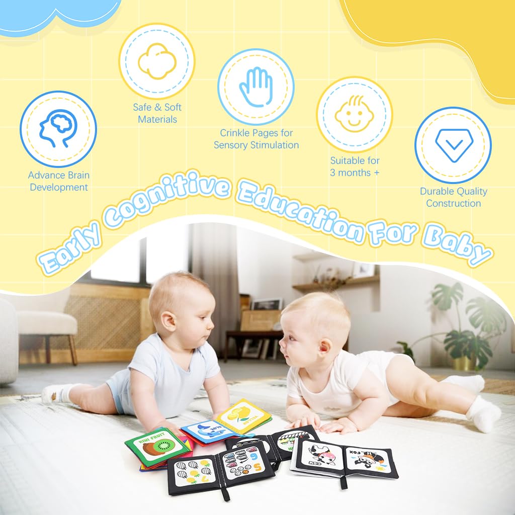 SNOWIE SOFT Cloth Books for Babies with 6 Themes and 12PCS Set | Sensory Learning Toy