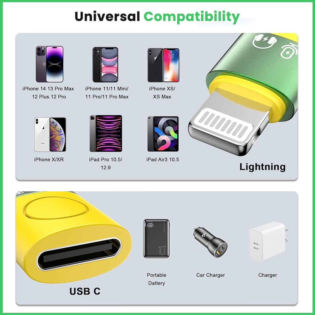 Verilux USB C to Lightning Adapter 2 Pack for iPhone with 5V/2A Charging & 480Mbps Data | Hands-Free Audio Connectivity