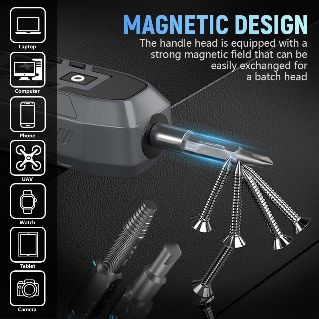 Serplex Precision Screwdriver Set for Electronics Repair with 3 Torque Modes and 162 Magnetic Bits | 500mAh Cordless Electric Tool