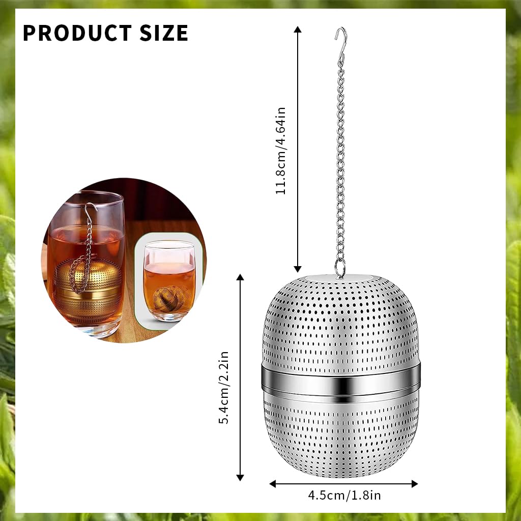 Supvox® Tea Infuser 304 Stainless Steel Tea Strainer with Lift Chain & Tray Tea Filter for Loose Tea, Chamomile, Green Tea Loose Leaves 2.1 inches Fine Mesh Strainer for Teapots, Cups, Mugs