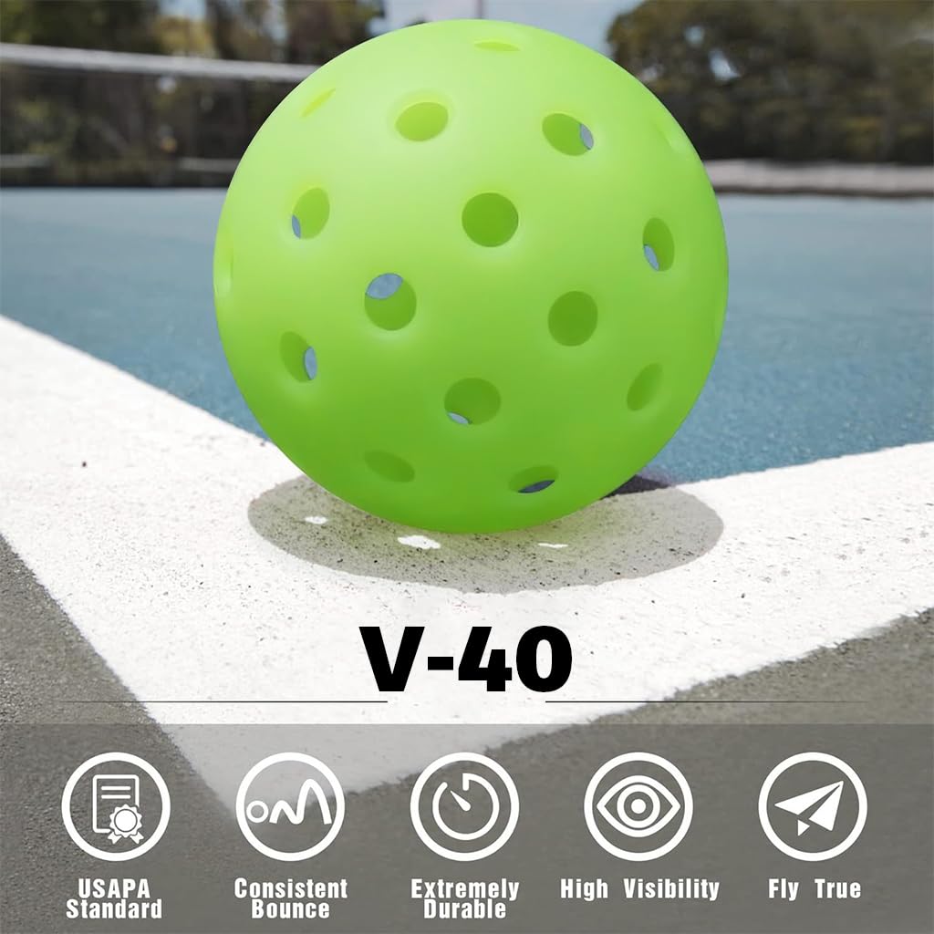 Proberos Pickleball Balls for Indoor and Outdoor Play with 40-Hole PE Build | Glows at Night