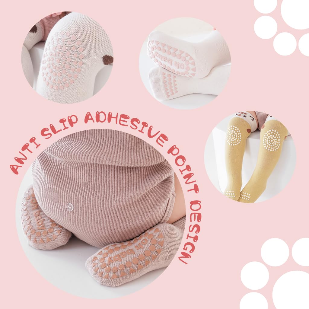 SNOWIE SOFT Baby Girls Knee High Stockings with Breathable Mesh Cotton | 3 Pairs for 0–3 Years