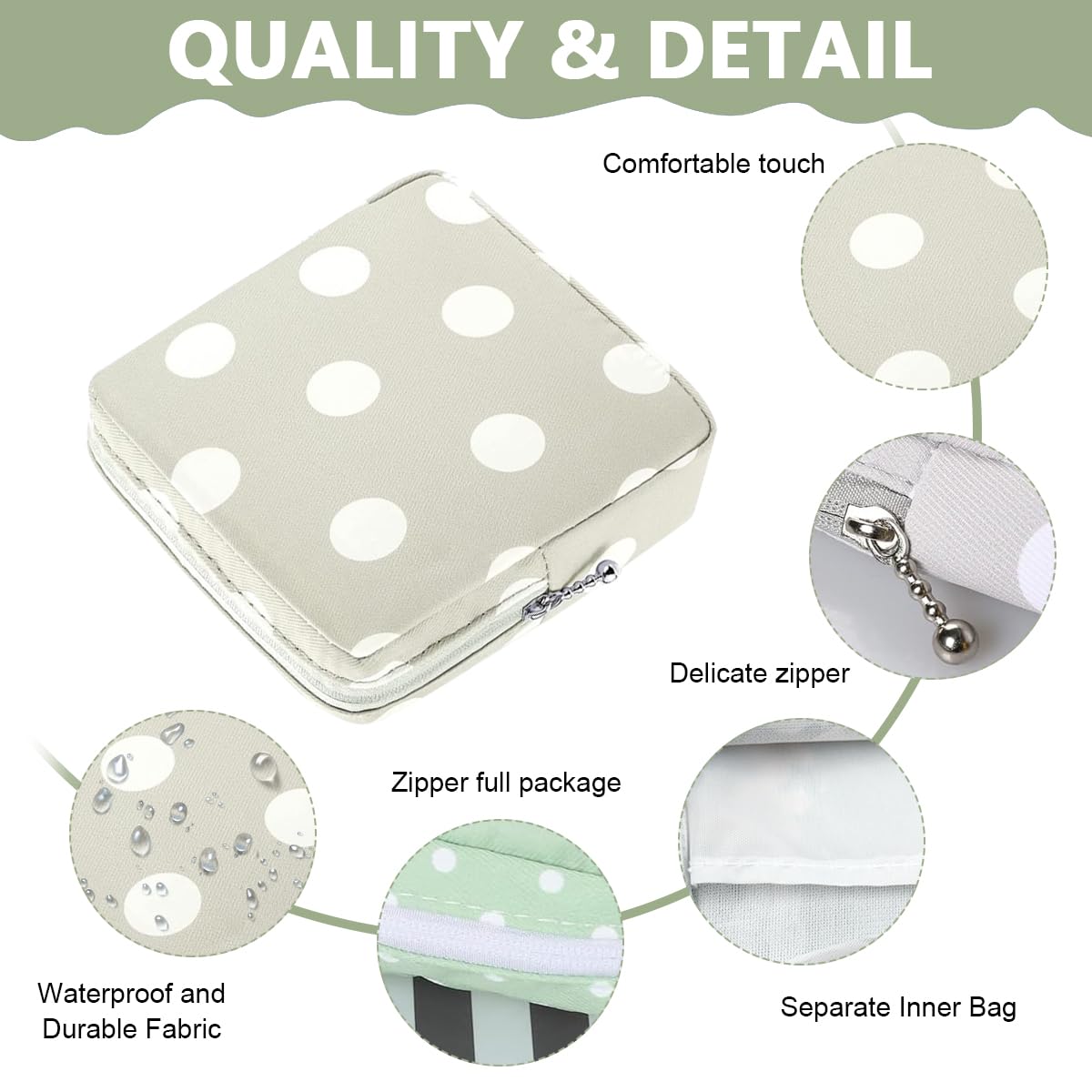 MAYCREATE Sanitary Napkin Storage Bag Set for Travel with Secure Zipper and 13×13 cm Pouches