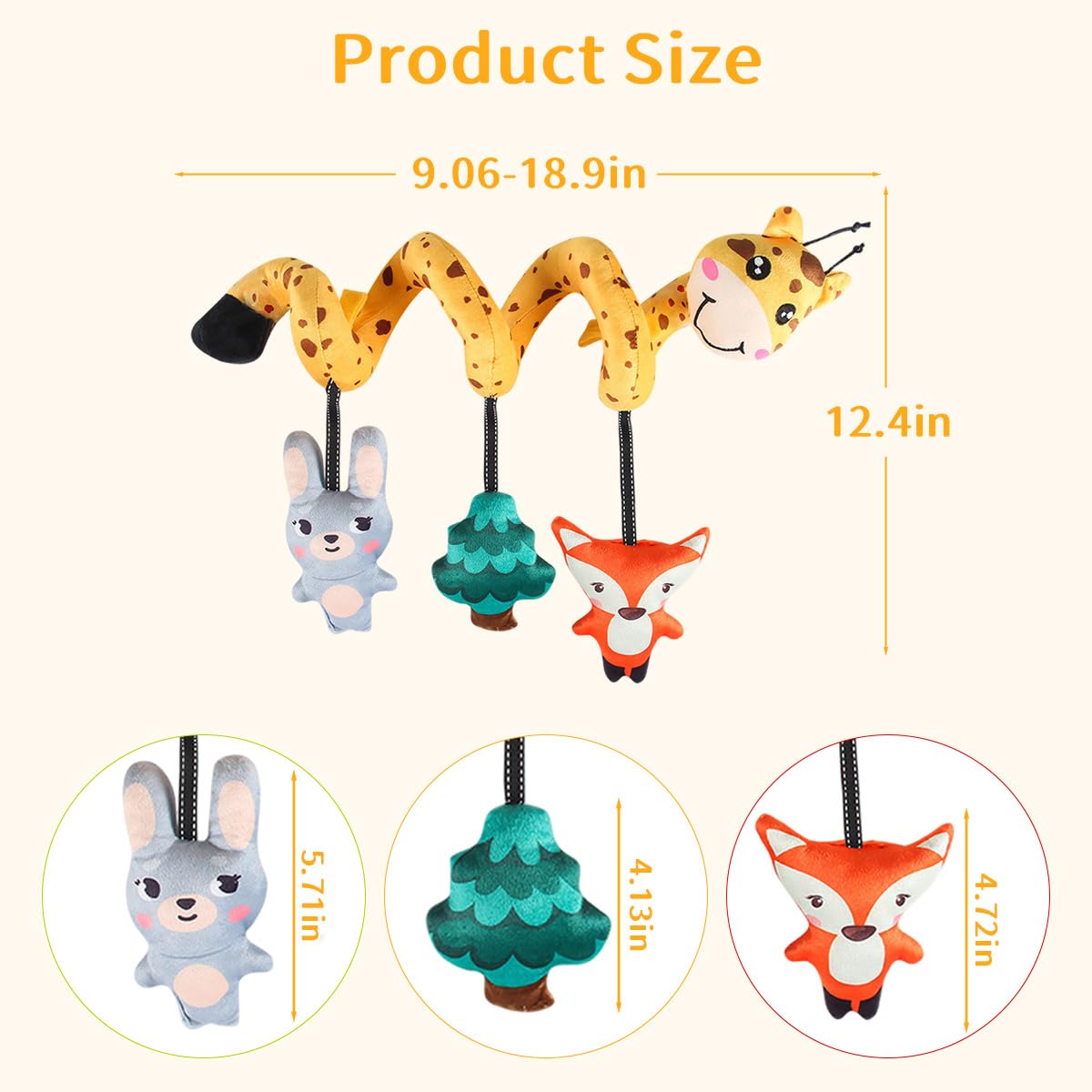 SNOWIE SOFT Giraffe Stroller Toy for Baby with Spiral Attachment and Plush Fabric | Sensory Play for 6 to 12 Months