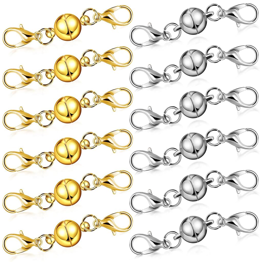 ZIBUYU Chain Extender for Jewellery Lobster Clasps Closures Necklace Extenders Chain for Women and Girl Bracelet, Pendant Chain Extenders (Silver, Golden) - 12 Pieces