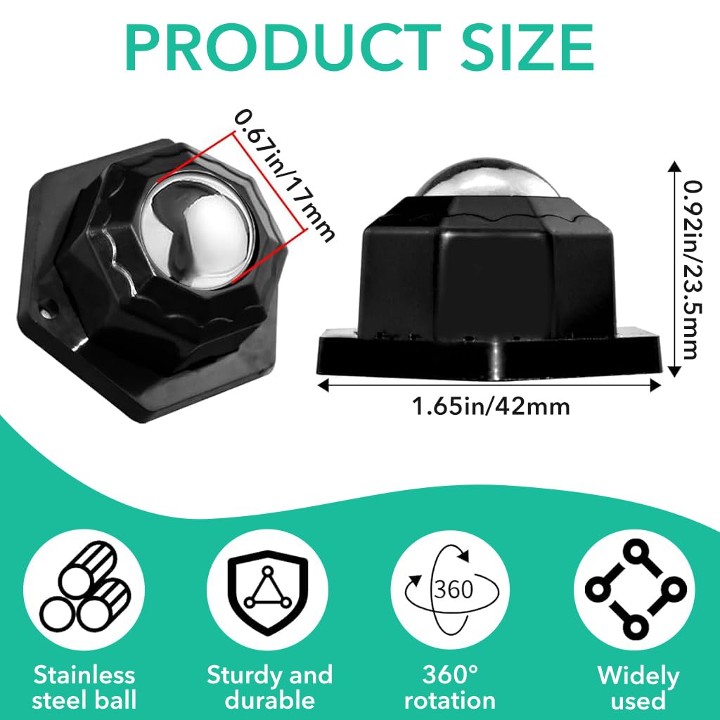HASTHIP caster wheels for furniture and DIY projects featuring 360° swivel design | 8pcs 20mm self adhesive heavy duty build