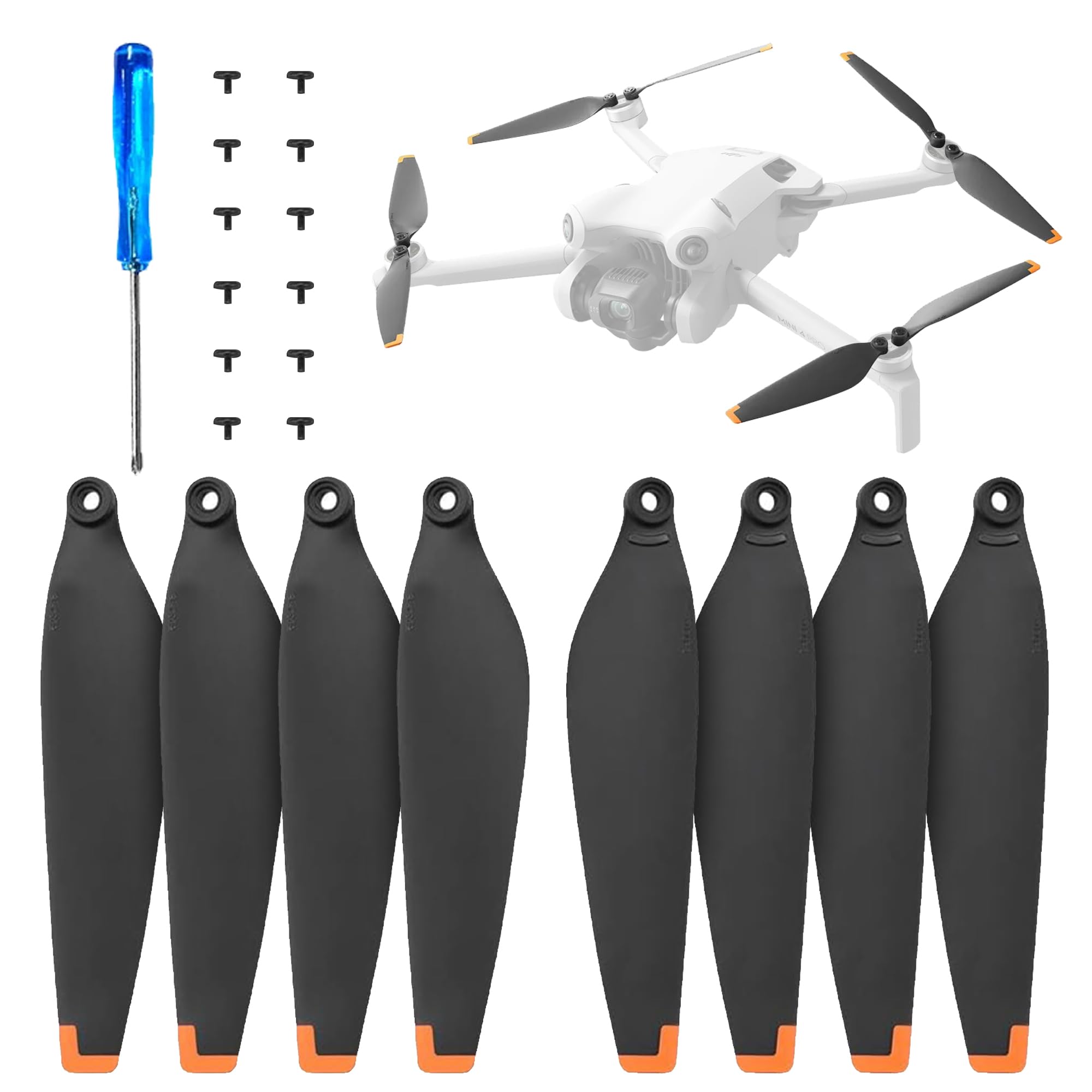 ZORBES® DJI Mini 4 Pro Propeller 8pcs DJI Mini 4 Propeller Blades Replacement for DJI Mini 4 Pro, Ultral Lightweight Silent Flight Propeller Set with Screwdriver and Screws Pack, No DJI Mini 4 Pro