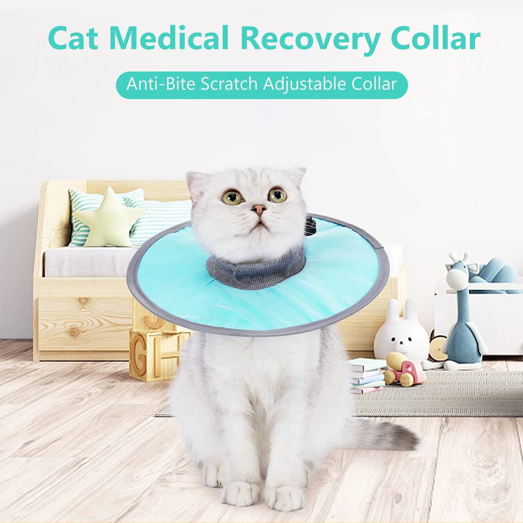 Qpets® Cat Cone Collar Adjustable Size Cats Cone Collar, After Surgery for Anti-Licking Cat Cone Collar, Surgery Recovery Collar for Pet (M, Diameter 25cm)