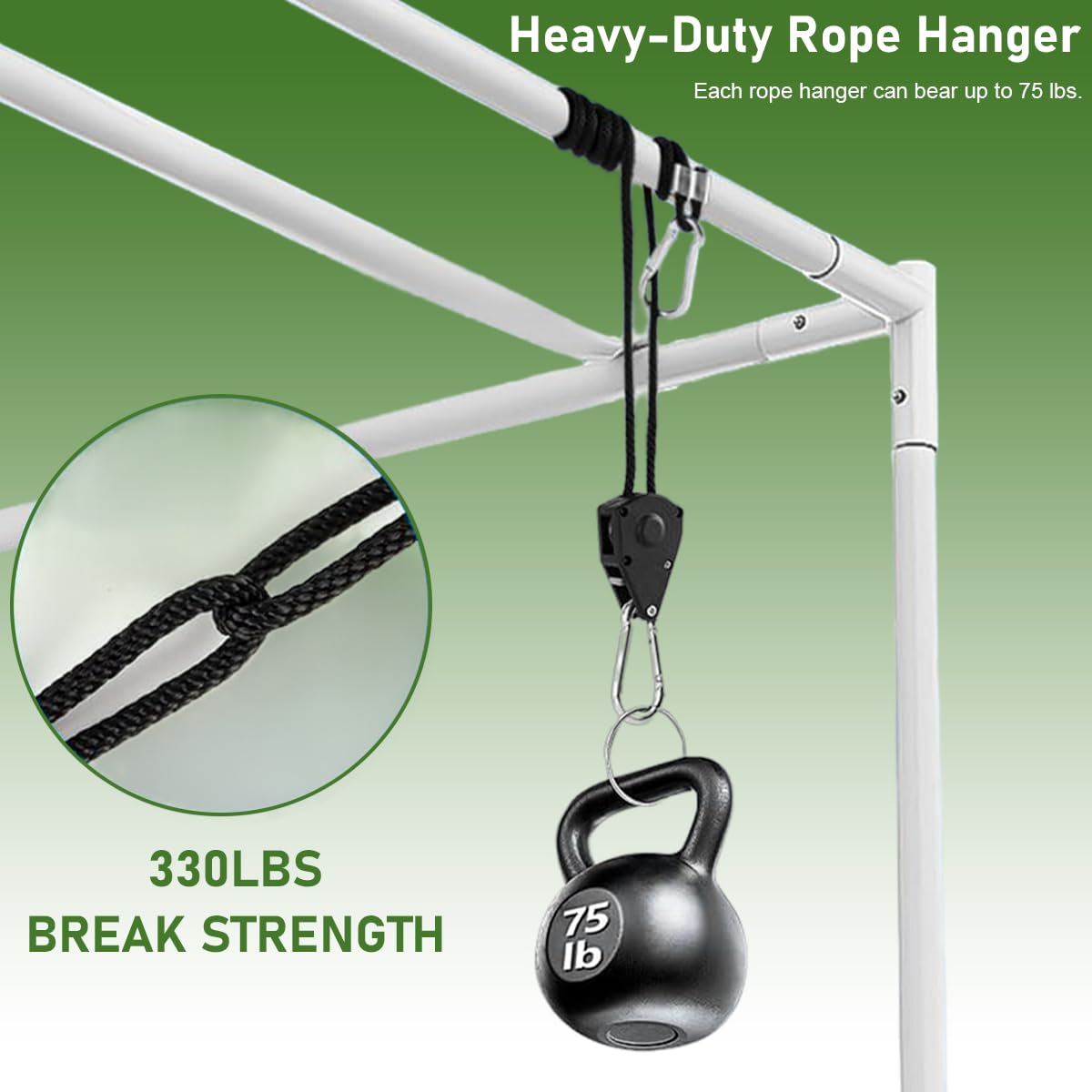 STHIRA Pulley Wheel Hanging Rope for Gardening and Camping with Dual Carabiners | 7.8 ft 1/8 in Nylon Heavy Duty 149 lbs Capacity