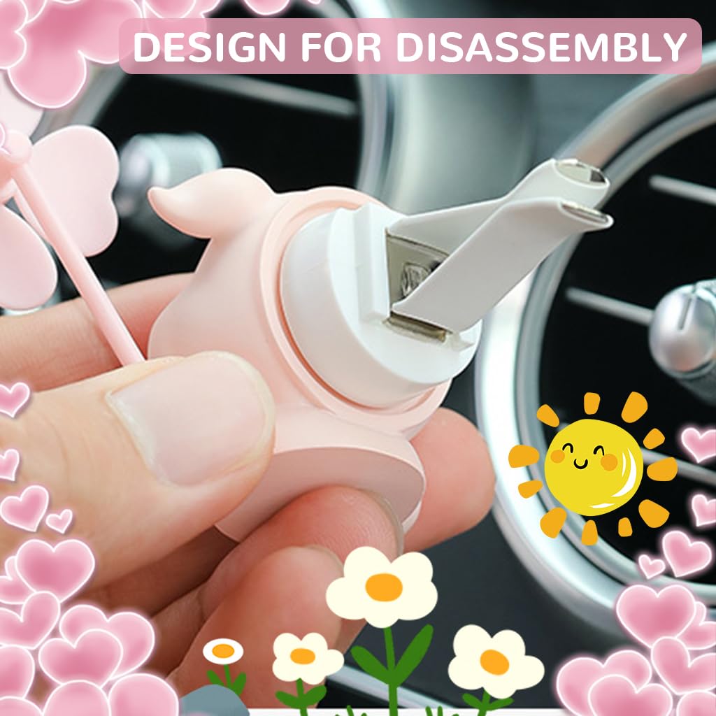 STHIRA Car Air Freshener for Vent with Rotating Fan and 2 Scent Tablets | Cute Pink Piglet Decor