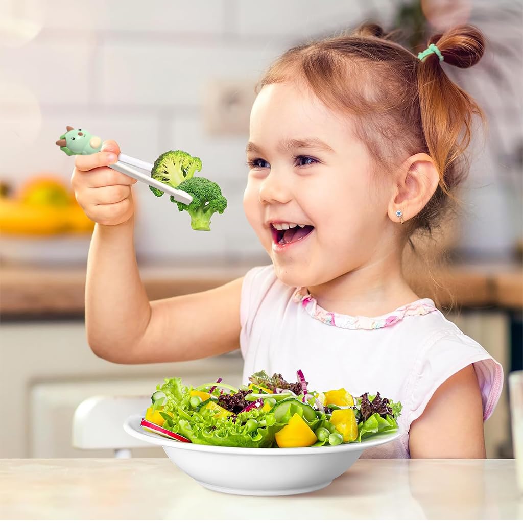 SNOWIE SOFT Chopsticks for Kids with 15 Degree Ergonomic Design and Anti Slip Tip | Fun Dinosaur Self Feeding Training for Toddlers 2 6 Years