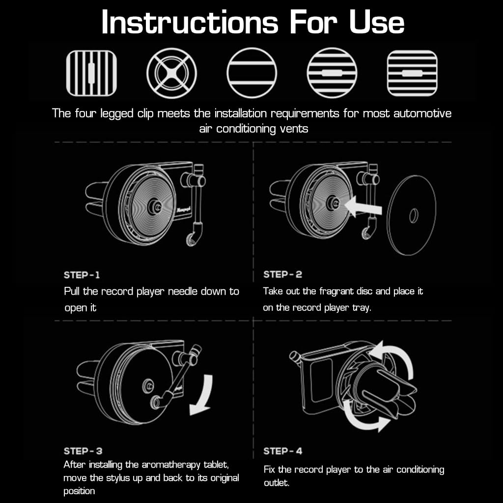 STHIRA Car Air Freshener for Air Vent with 9pcs Aroma Sheets featuring Rotating Vinyl Design | Creative Interior Gift