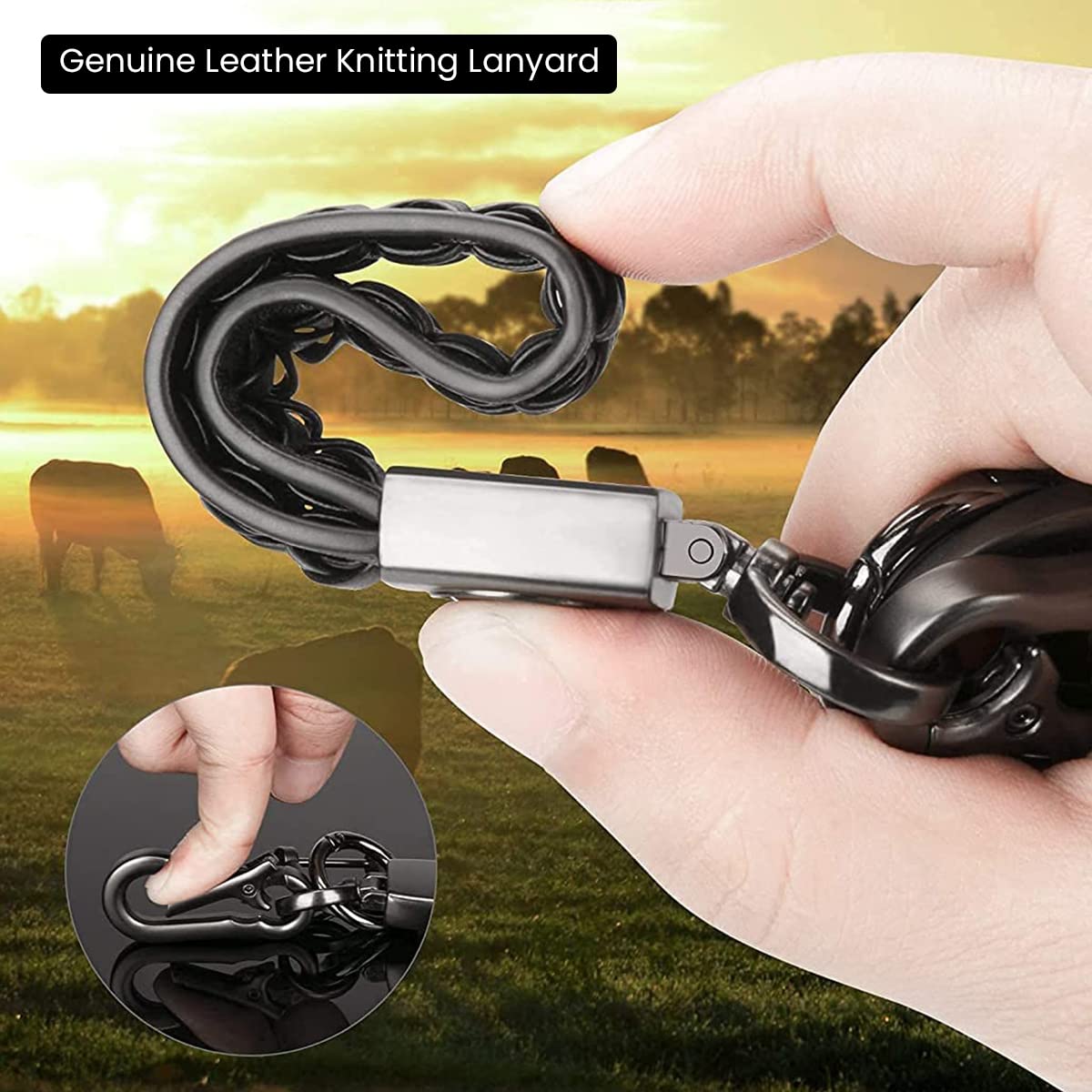 Universal Car Keychain for Car and Bike Owners featuring Screw-Fixed Anti-Loss Design | Braided Leather Strap