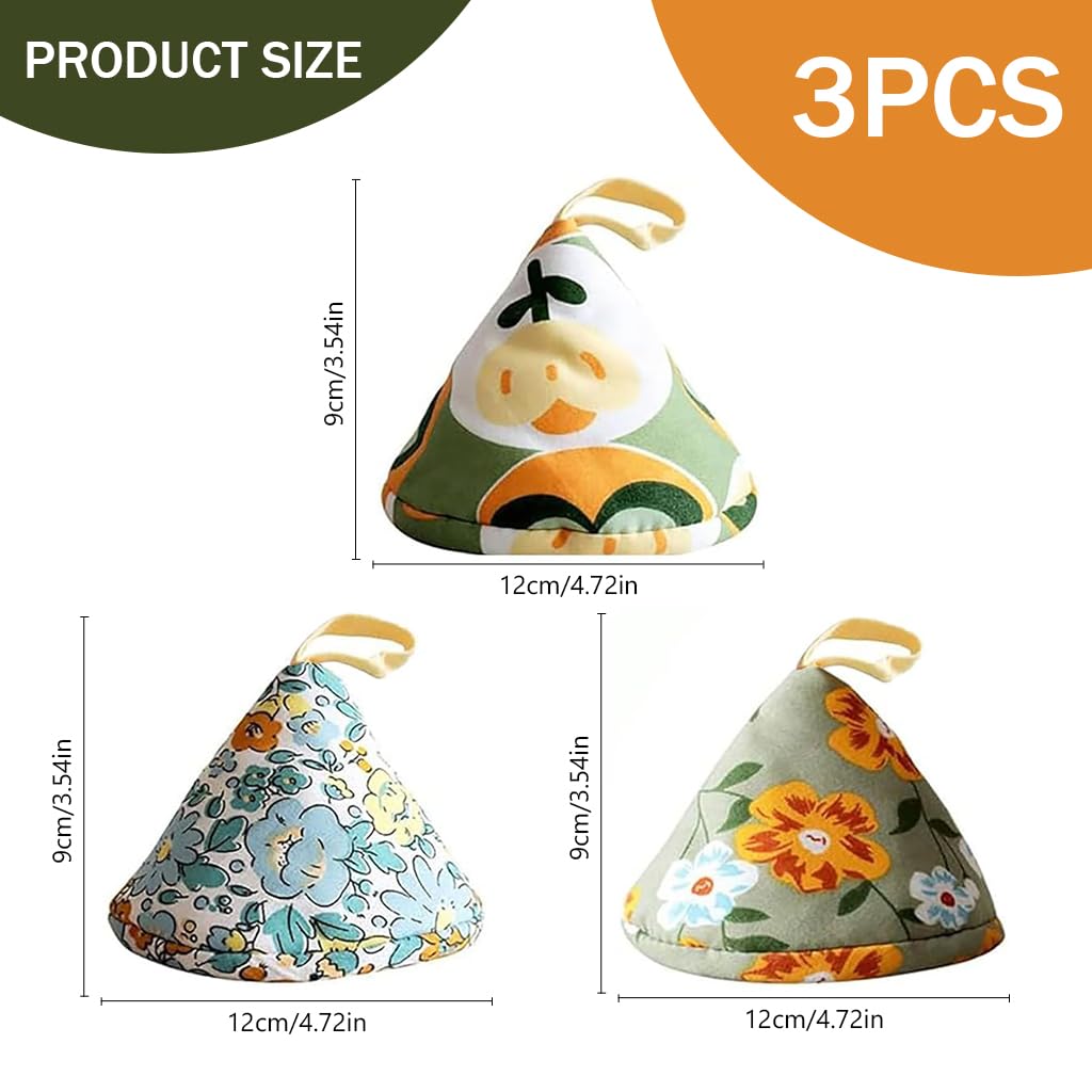 HASTHIP Kitchen Pot Ear Grips for Lids and Handles featuring Cone Shaped Design & 3Pcs Set | Thick Cotton Heat Resistant Floral Print