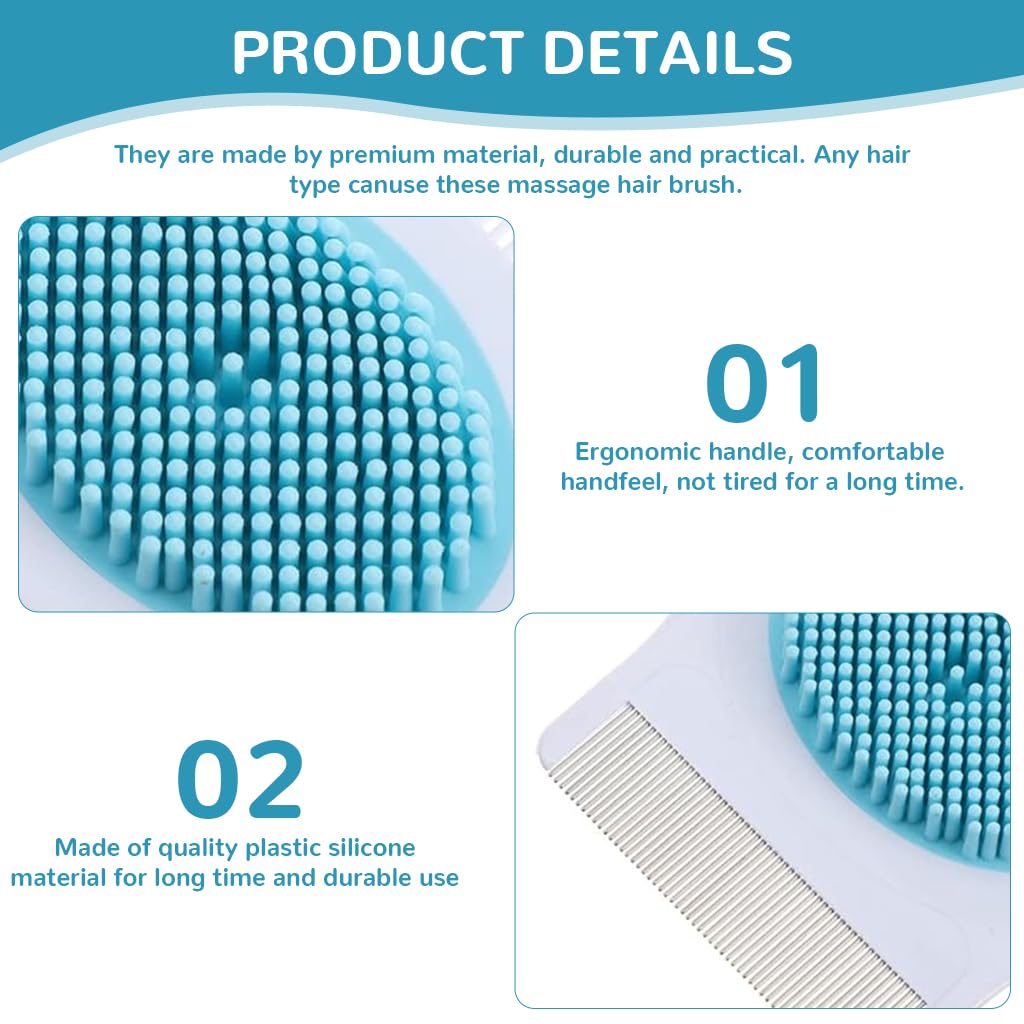 Qpets Cats Grooming Brush for All Coat Types with Dual Head and Soft Rubber Bristles | Ergonomic Grip for Comfortable Grooming