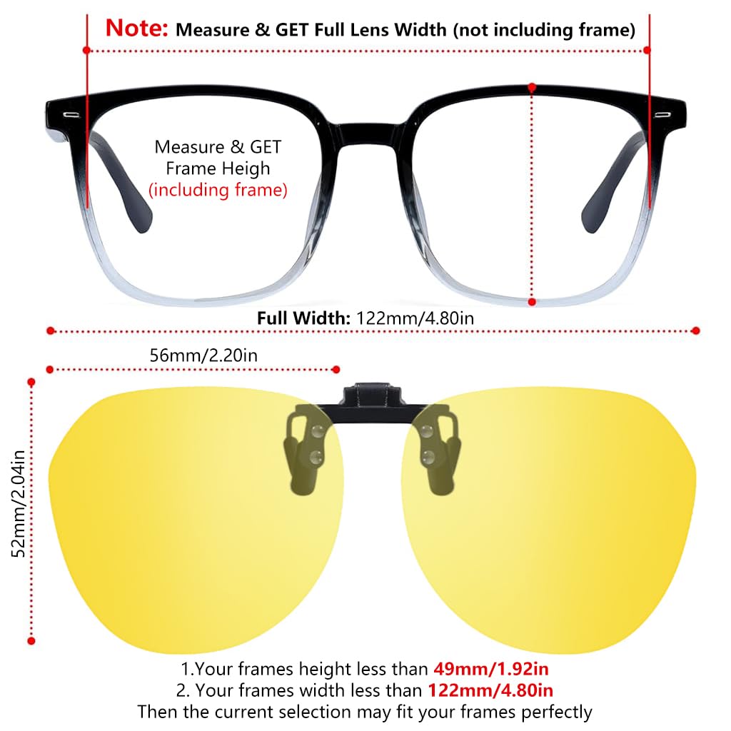 Proberos Clip On Sunglasses for Driving with Flip Up Design and 100% UV400 Protection | Includes Case and Wipe Cloth