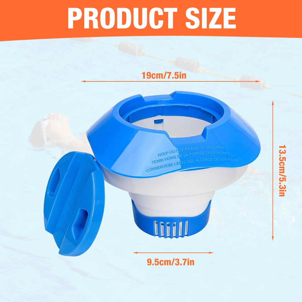 HASTHIP Pool Chlorine Floater for Swimming Pool and Spa featuring 7 in Design | Holds 3 in Tablets