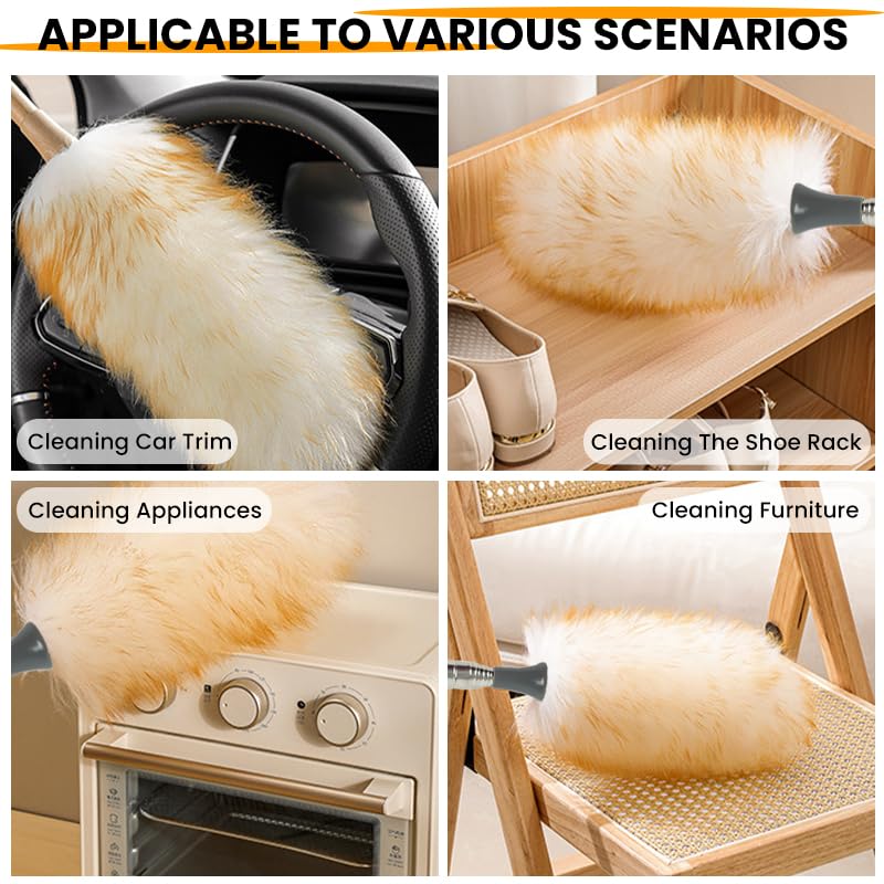 Supvox Telescopic Duster for Ceiling and Home Cleaning with Static Cling Wool Head 55 in