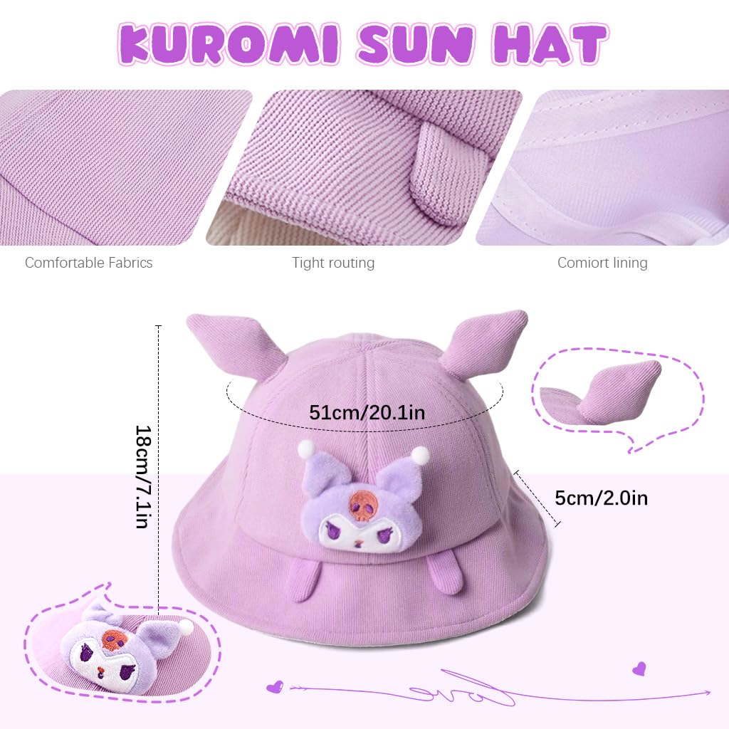 SNOWIE SOFT Toddlers Bucket Hat for Girls featuring Kuromi design and 48–50cm fit | breathable sun protection for outdoor play