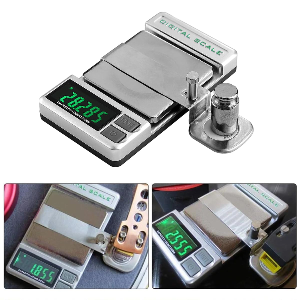 Verilux Stylus Pressure Gauge for Turntable Use with 0.005g Precision and LCD Display | Stainless Steel Scale