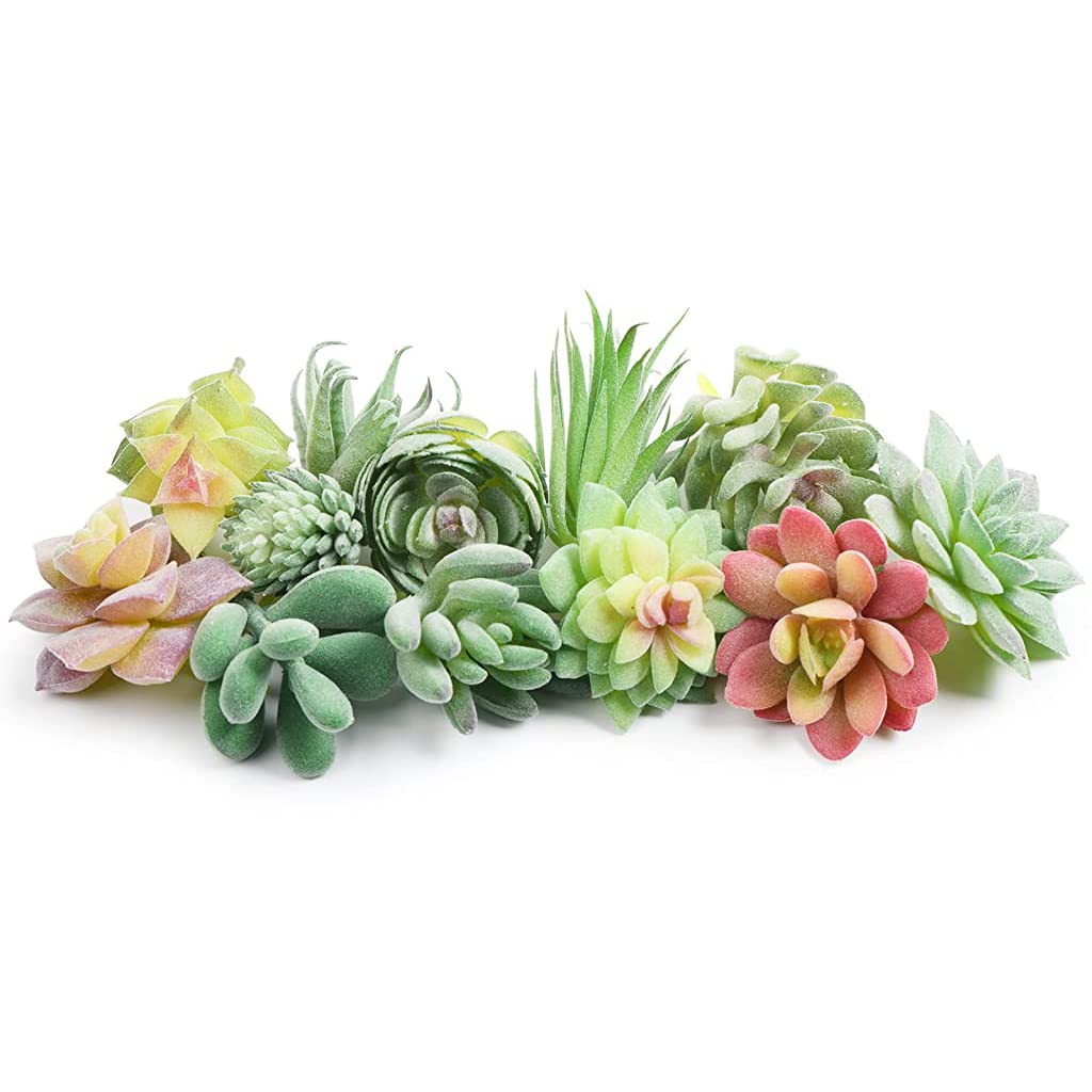 HASTHIP 12pcs Artificial Succulent Plants, Color Artificial Succulent Green Plant, Fake Textured Succulent for Indoor Outdoor Floral Arrangement Home Decor and DIY Landscape Decorations