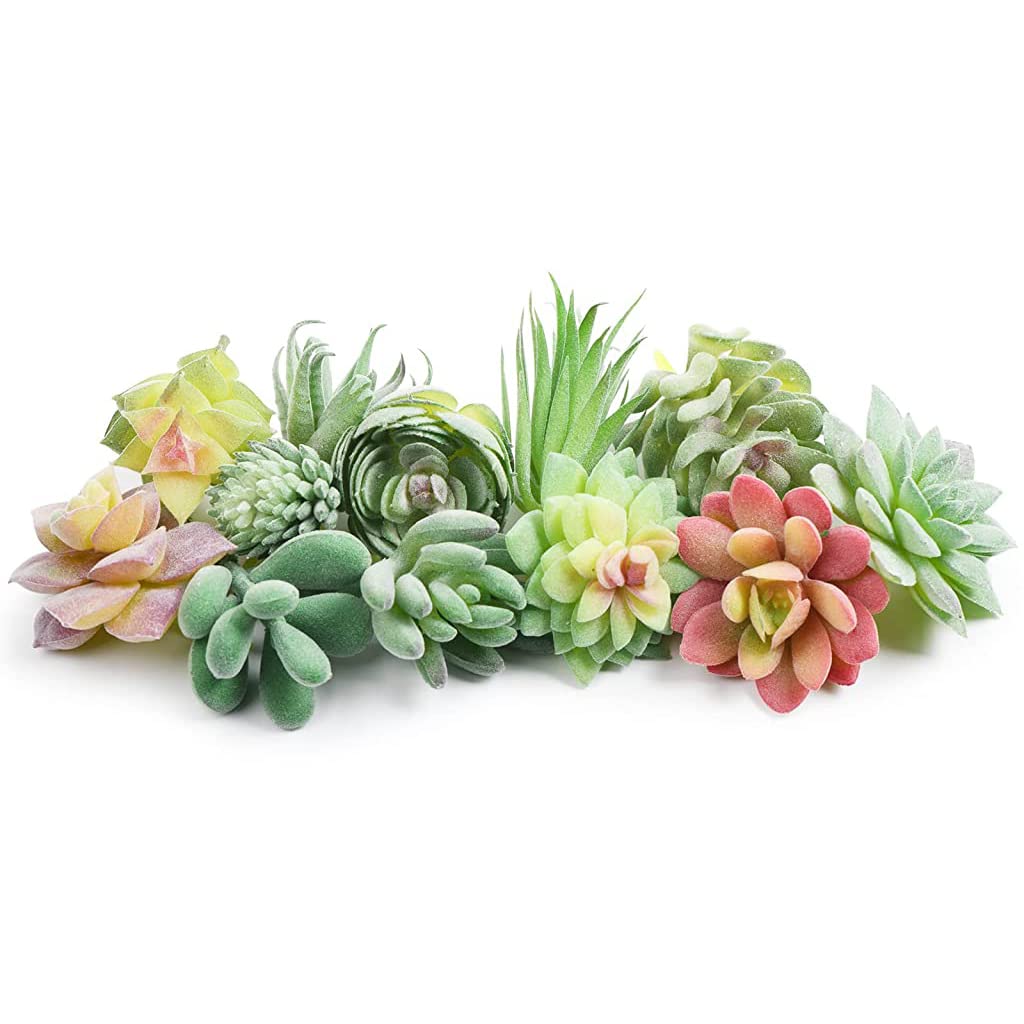 HASTHIP Artificial Succulent Plants for Indoor Outdoor Decor with 12pcs Plastic Green Mix | DIY Floral Arrangements