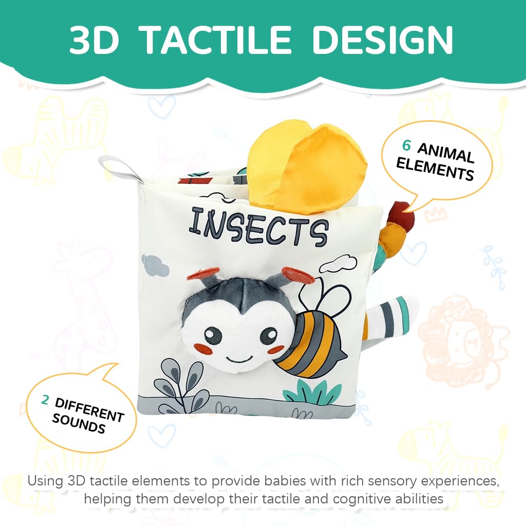 SNOWIE SOFT Crinkle Baby Cloth Books for Early Learning with Squeak and Crinkle Pages | Nontoxic Fabric Toy for 0–6 Months