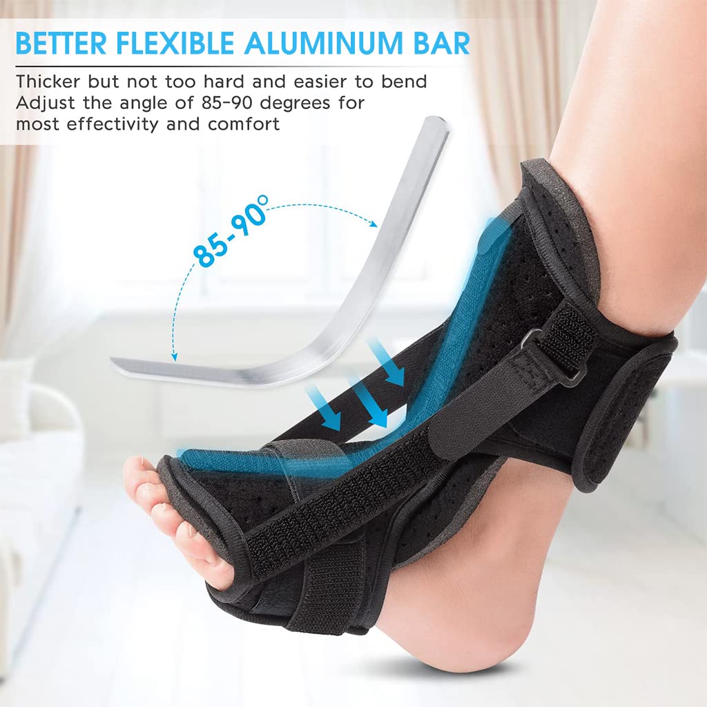 HANNEA Plantar Fasciitis Splint for Heel Pain Relief with 70°‑90° Alloy Support | Includes Massage Ball and Arch Pads